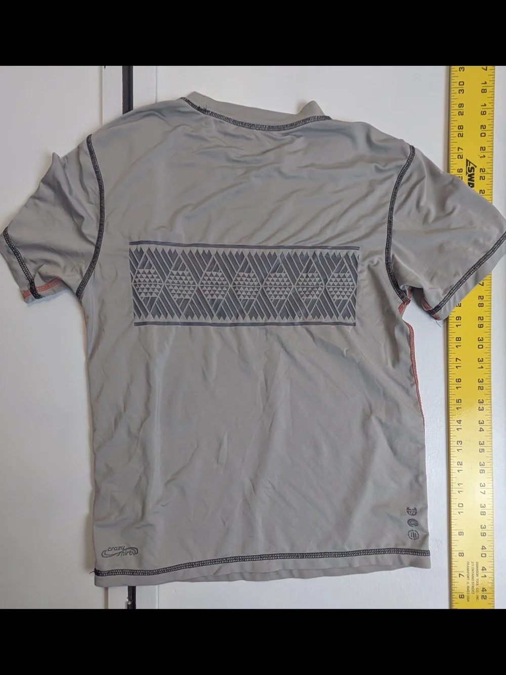 Kids Short Sleeve Swim Rashguard - Light Gray Tribal Print